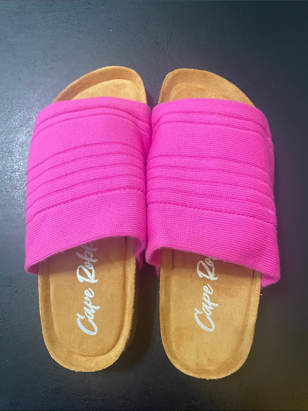 Cape Robbin Fabric Hot Pink Slide Sandals, NEW Sz.5.5 no box comfy and cute
